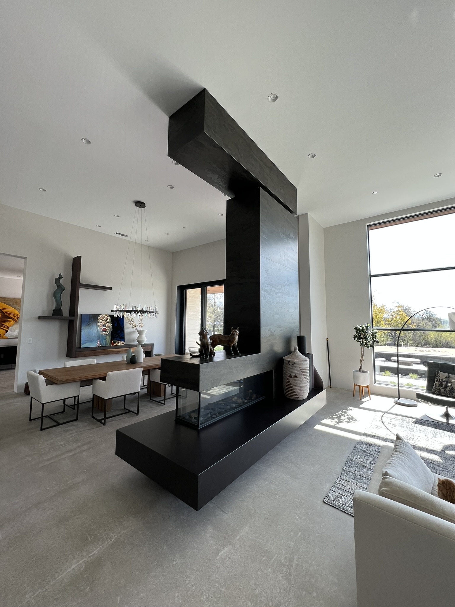 Stone Crafters installed custom dekton fireplace surround
