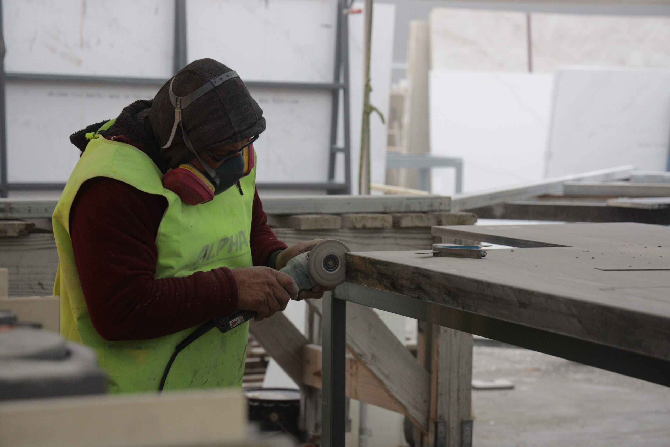 Stone slab polishing and finishing at Stone Crafters Newcastle