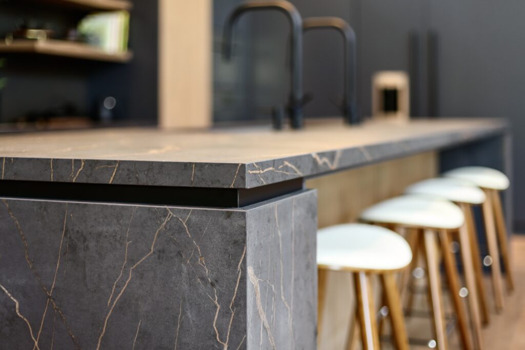 Dekton countertop with waterfall edge Davis California home