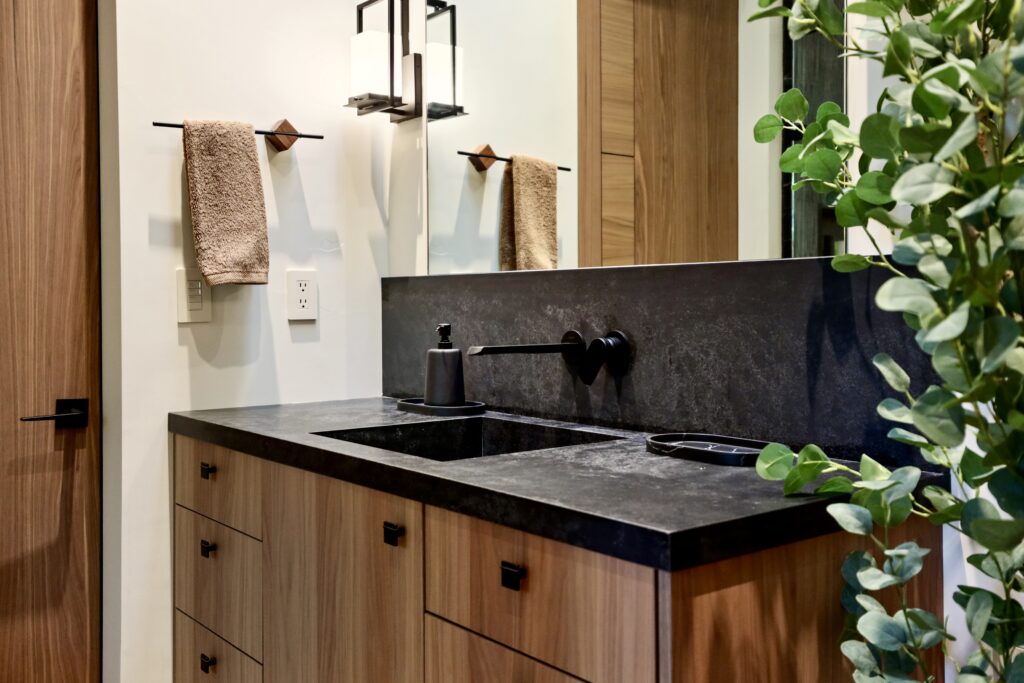 Casita bathroom countertop with Granite surface Davis CA